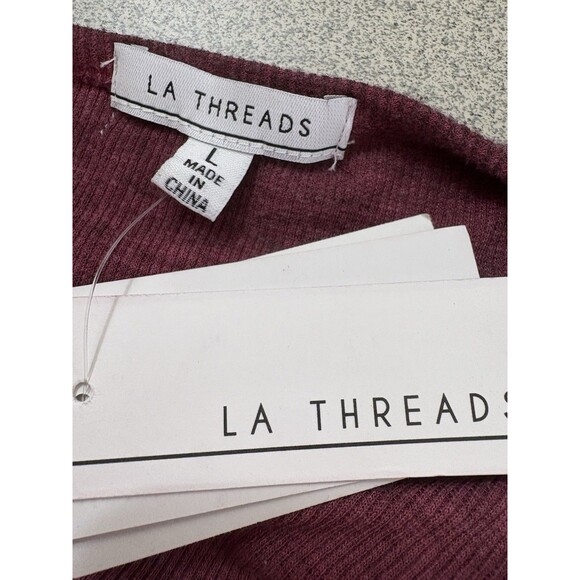 LA Threads NWT Women Burgundy LG Peasant Bohemian Blouse Lace Belle Flare Sleeve - Picture 3 of 9